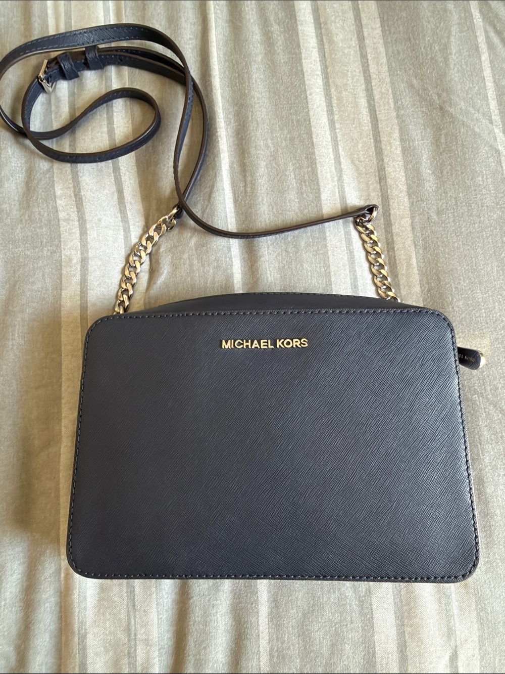 Michael Kors Black Crossbody with Gold Chain Accent